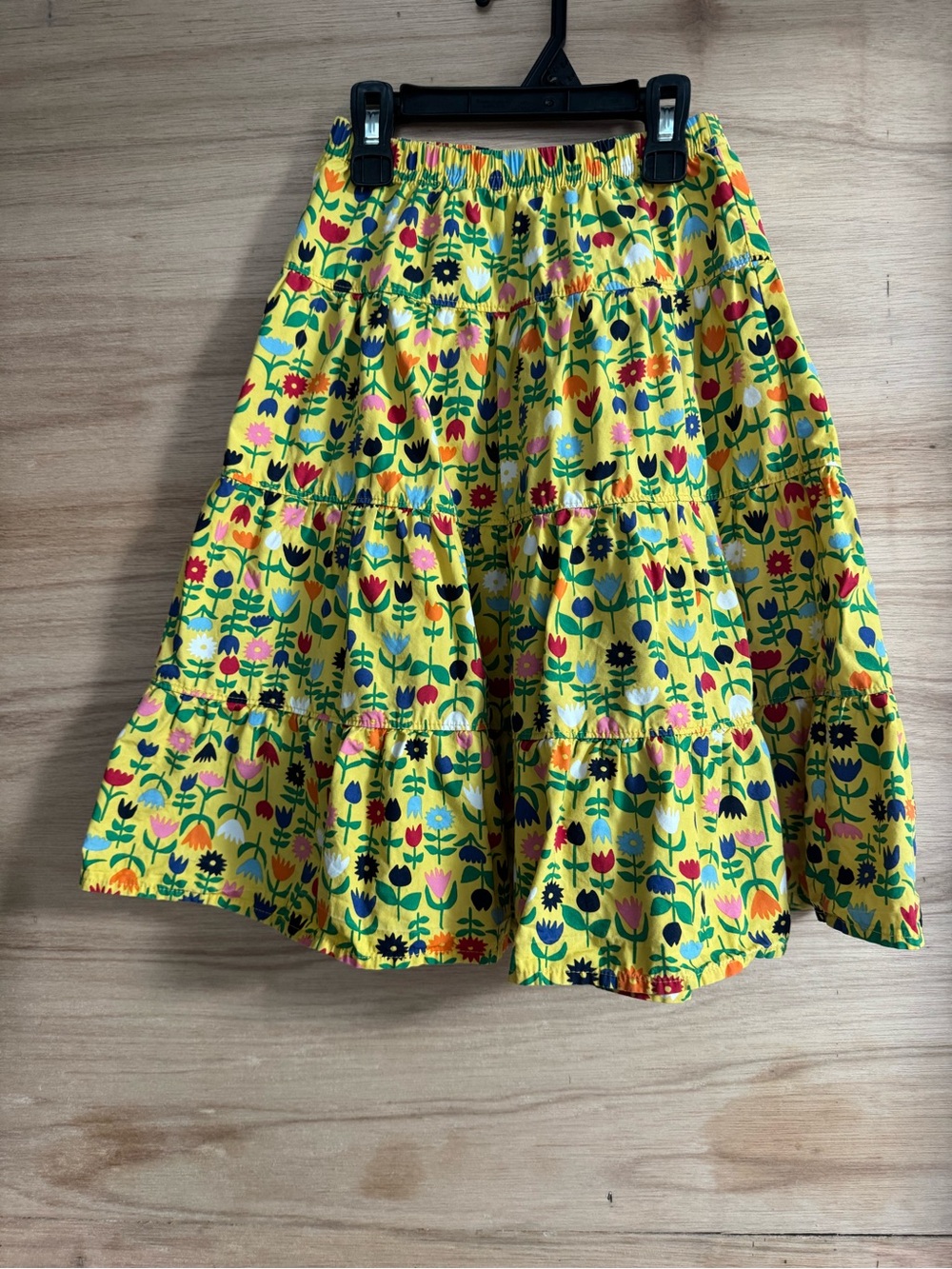 Hanna Andersson Yellow Floral Tiered Skirt with Multicolor Blooms size 4/5 years
